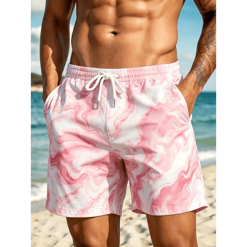 Men S Beach Shorts, Men S Shorts, Pink Marble Gradient Pattern Print, Athletic Shorts, Lightweight Shorts, Casual Shorts, Bermuda Shorts S