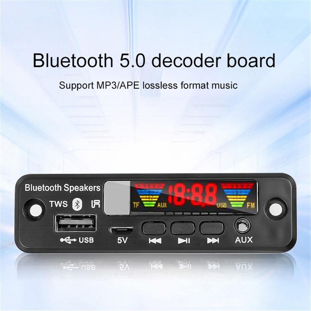 TWS MP3 Decoder Board 5V Bluetooth 5.0 Wireless Audio Module Color Screen Support APE USB AUX TF FM Radio For Car Accessories