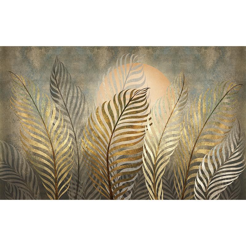 Evropský styl 3D Tapeta se zlatým listem Umění Retro Restaurace Kavárna Pozadí Tapeta De Parede Creative Home Decor 3D nástěnné malby