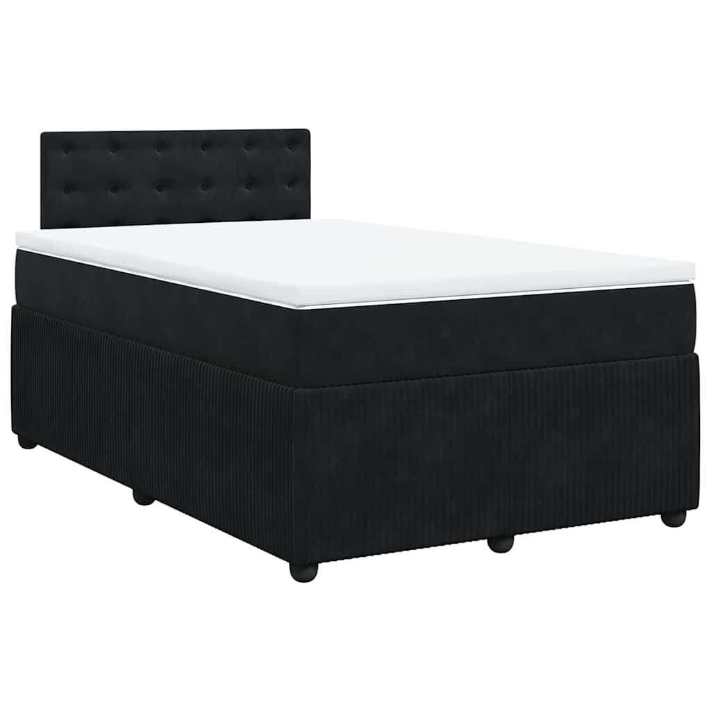 Box Spring Bed with Mattress Black 120x190 Cm Velvet