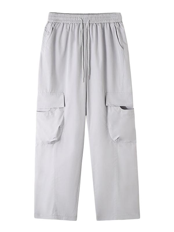 

ZAFUL Мужские повседневные однотонные зауженные брюки-карго с несколькими карманами и шнурком в уличном стиле XL серый