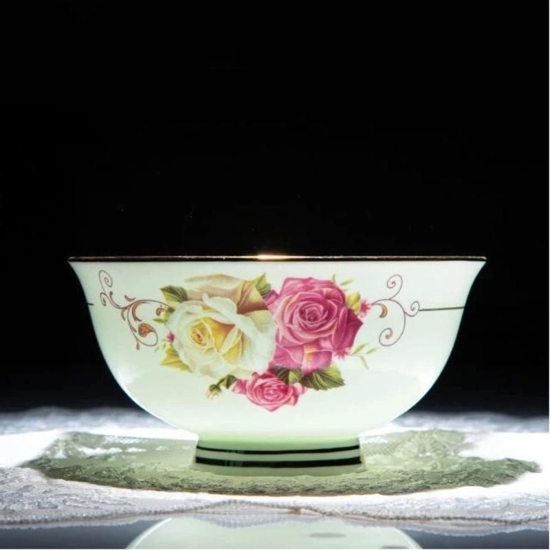 Jingdezhen Bone China Noodle Bowl – 6 Inch Heat-Resistant Footed Porcelain Bowl
