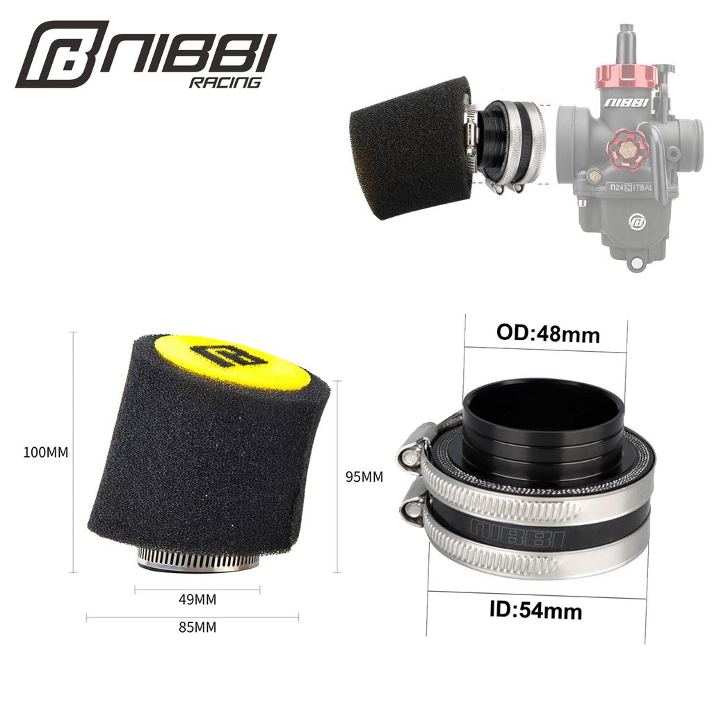 NIBBI Motorcycle 54mm/48mm/42mm/37mm Air Filter Joint Interface Adapter Air Cleaner CNC Intake Manifold for Honda Suzuki Motor