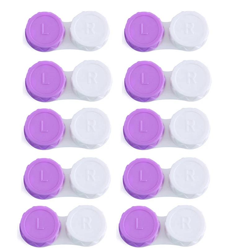 10pc Mini Contact Lens Case for Eyes Travel Kit Holder Glass Cosmetic Contact Lenses Case Box Container Travel Accessaries Black