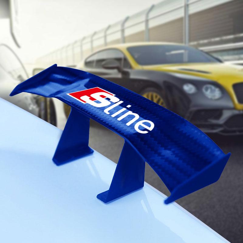 1Pcs Carbon Fiber Car Mini Rear Spoiler Mini Small Wing Model Decoration for Audi Q2 Q3 TT RS3 RS4 A3 A4 B5 B6 A3 8P 8V 8L A5 A6 C6 C5 A1 A7 A8