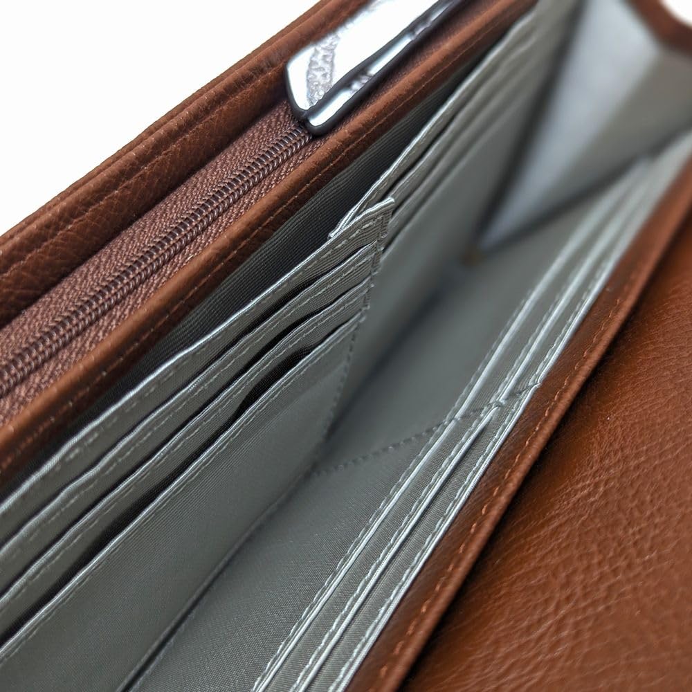 Karukuru Women's Floral Embossed Flap Long Wallet, White (FRS-EN005)