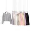 Spring and Autumn New Fashion Women's Top Heavy G Big Hair Ring Solid Color Crew Neck Sweater