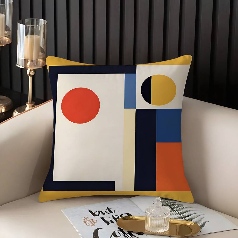Abstract B-Bauhaus Geometry Pillow Case Home Dorm Chair Back Short Plush Double-sided Printing Office Nap Time Cushion Cover