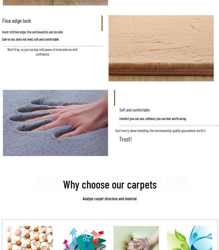 Modern Faux Rabbit Fur Rug: Washable, Thick, Full Coverage Mat for Living Room or Bedroom
