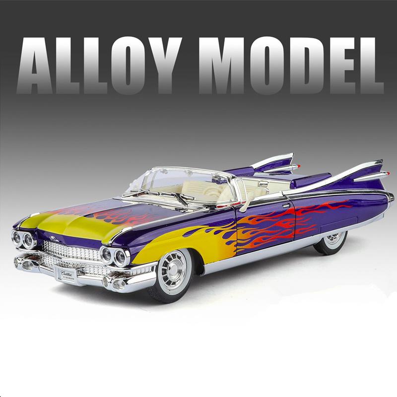 1/24 Eldorado Biarritz Series 62 Alloy Sports Car Model Diecast Metal Classic Retro Vehicles Car Model Sound Light Kids Toy Gift