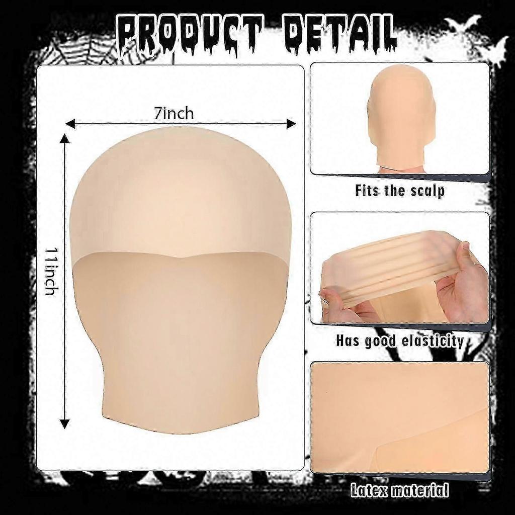 Halloween Bald Cap Costume Set with Beard, Sunglasses and Mustache for Adult Hip Hop Rapper Party