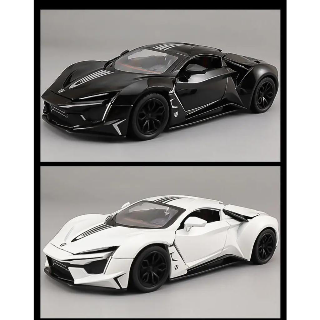 Modellino Auto Sportiva in Lega Lykan Hypersport Scala 1/24 Metallo Pressofuso Veicolo da Corsa Modellino Auto Suono e Luci Simulate Giocattolo per Bambini Regalo