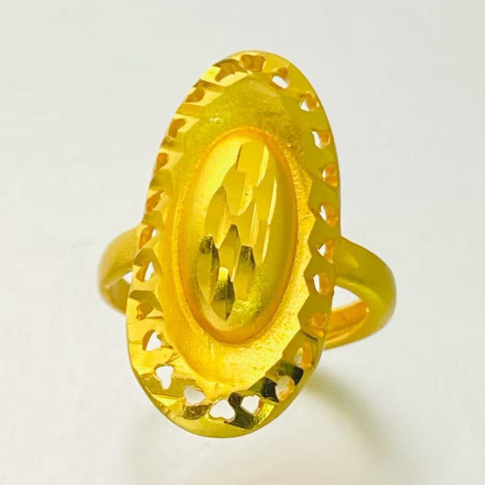 24K Gold Plated Adjustable Brass Ring - Personalized High-End Design