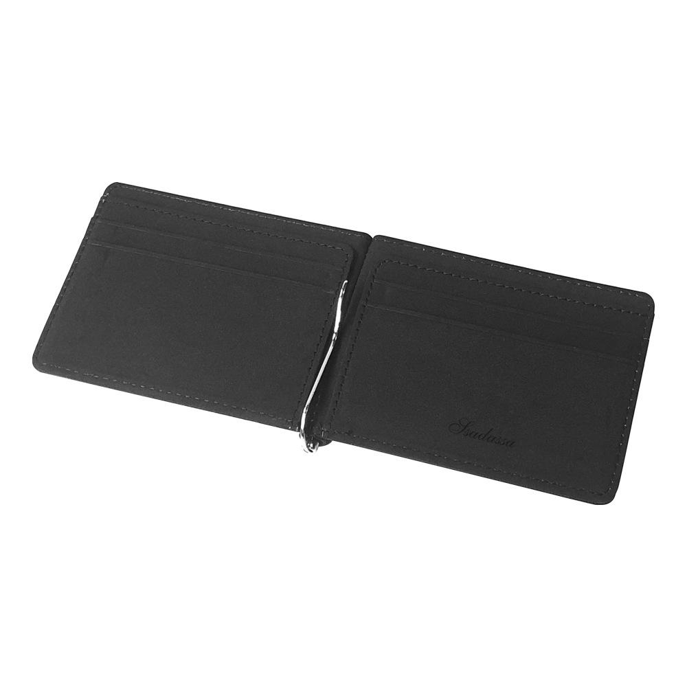 Faux Leather Slim Mens Credit Card Wallet Money Clip Contract Color Simple Design Burnished Edges