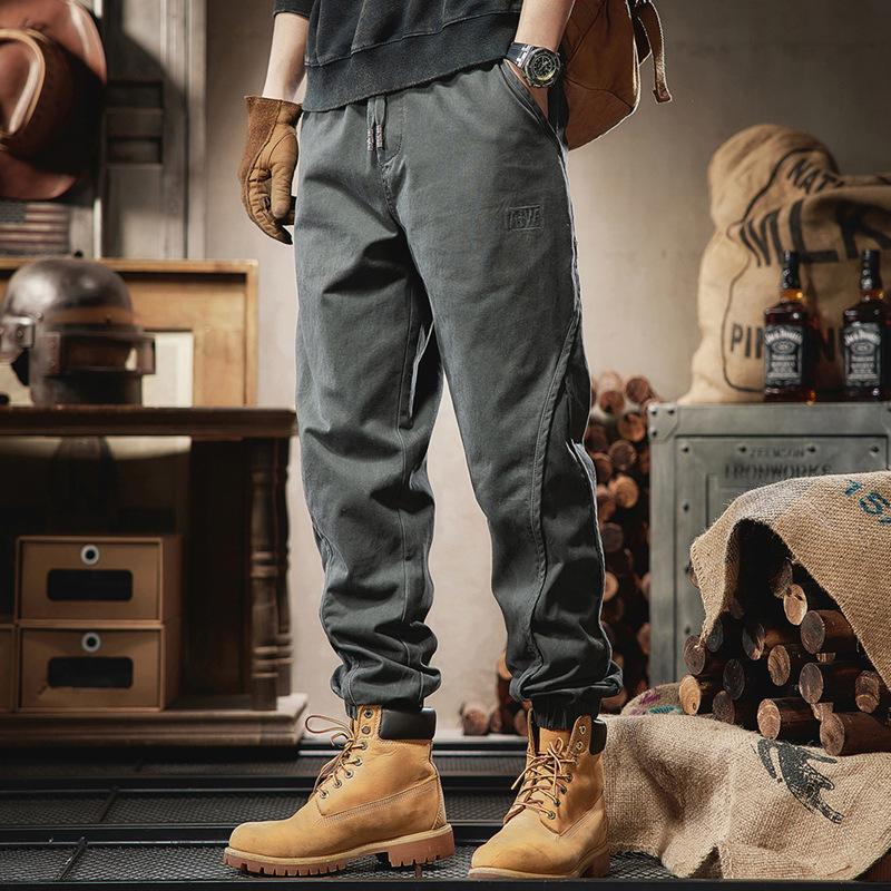 

Heavy retro tooling pants men s winter loose leggings men s casual pants autumn and winter thickened velvet pants men 4XL серый