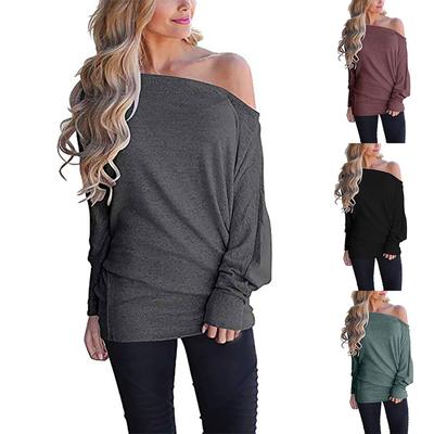 Women's Off Shoulder Long Sleeve Oversized Pullover Sweater Knit Jumper Loose Tunic Tops