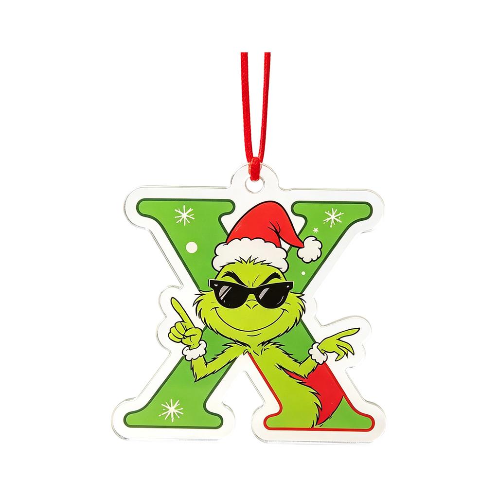 2D Christmas Ornaments, 26 Letters Flat Hanging Decorations for Holiday Decor
