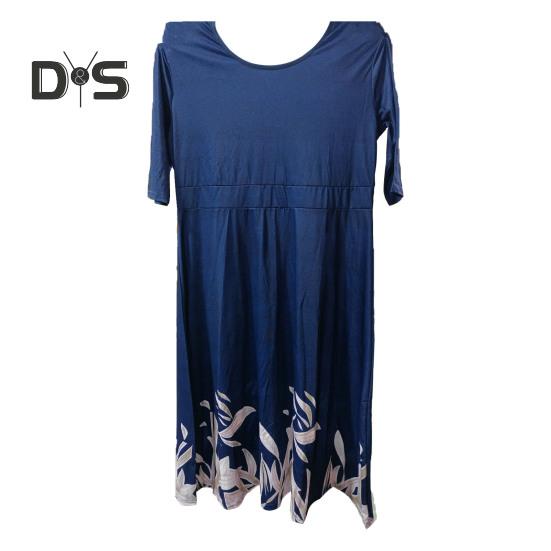 

Летнее платье миди с круглым вырезом и рукавами 3/4, принт в виде бабочек и цветов, обтягивающее, свободный подол, А-силуэт, элегантное повседневное платье в уличном стиле 5XL темно-синий