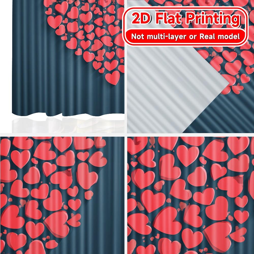 Set Of 2 Modern Flat Printing Heart Bloom Window Curtain Versatile Fabric Curtains Decorations Home Use Translucent Polyester