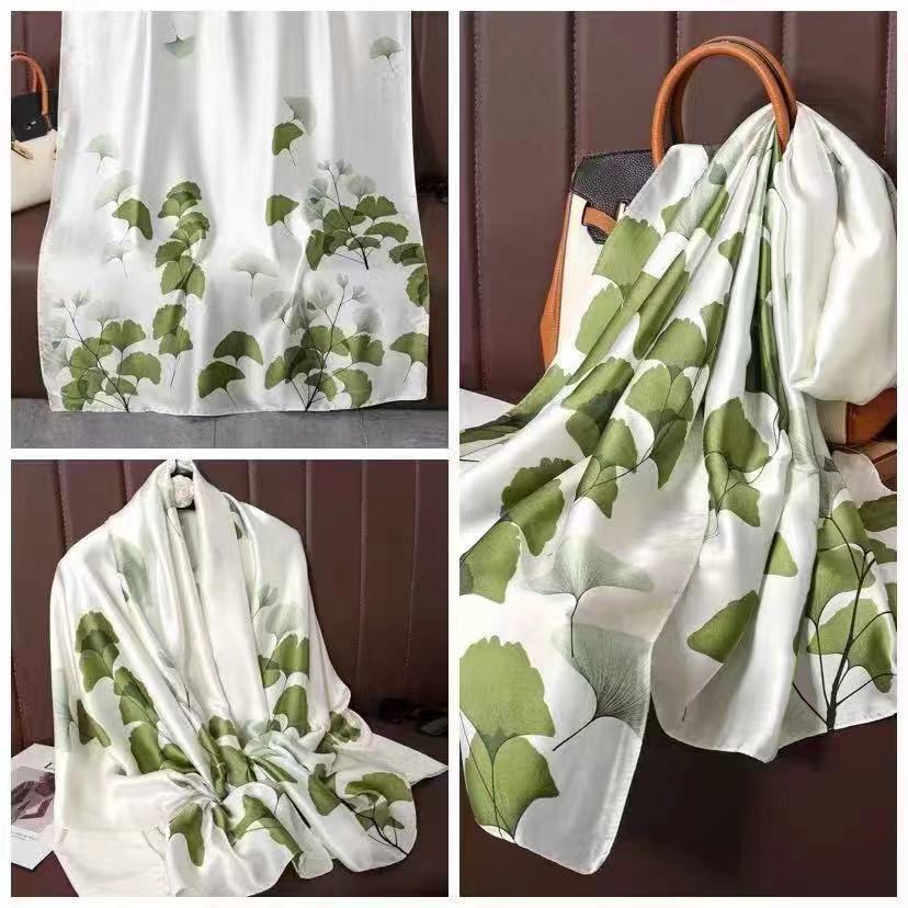Summer silk scarf women's print lengthened thin shawl with decorative scarf sun protection beach towel Fashion Refined-inspired Casual Scarf