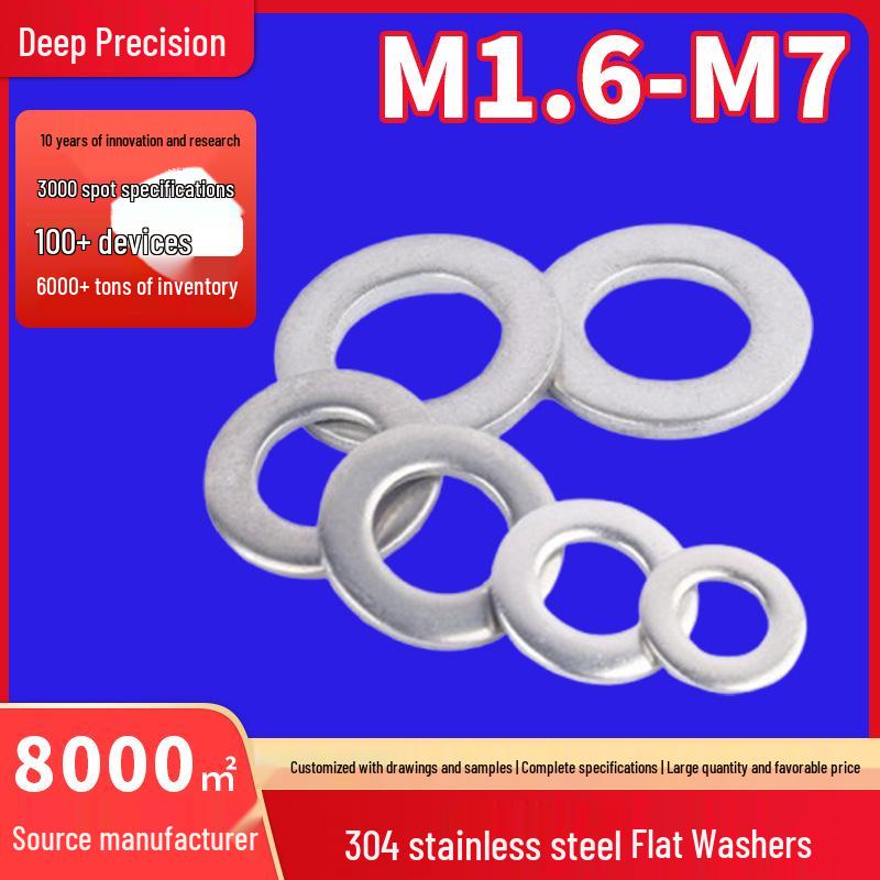 

Плоская круглая шайба из нержавеющей стали, Металлическая прокладка, Размеры M2-M30 Diameter 2