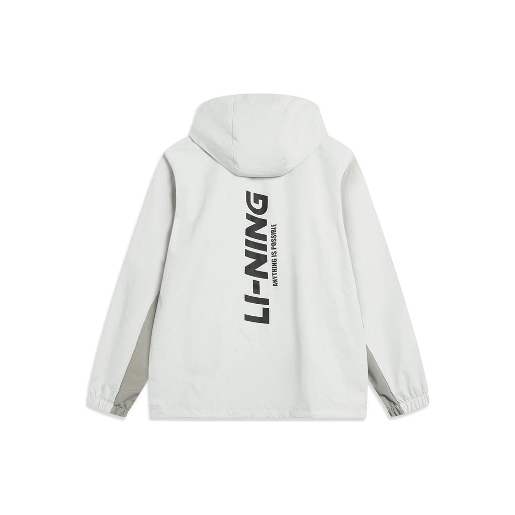 Li-Ning Windproof Water-Repellent Letter Logo Printed Hooded Sports Jacket Men Jackets Light-Grey AFDT833-3