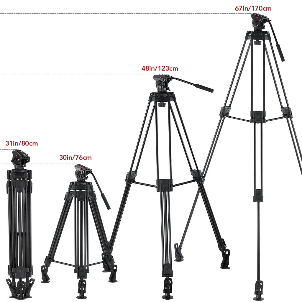 Andoer  67 Inch Tripod Stand Professional Video Tripod Heavy Duty Aluminum Alloy with Detachable
