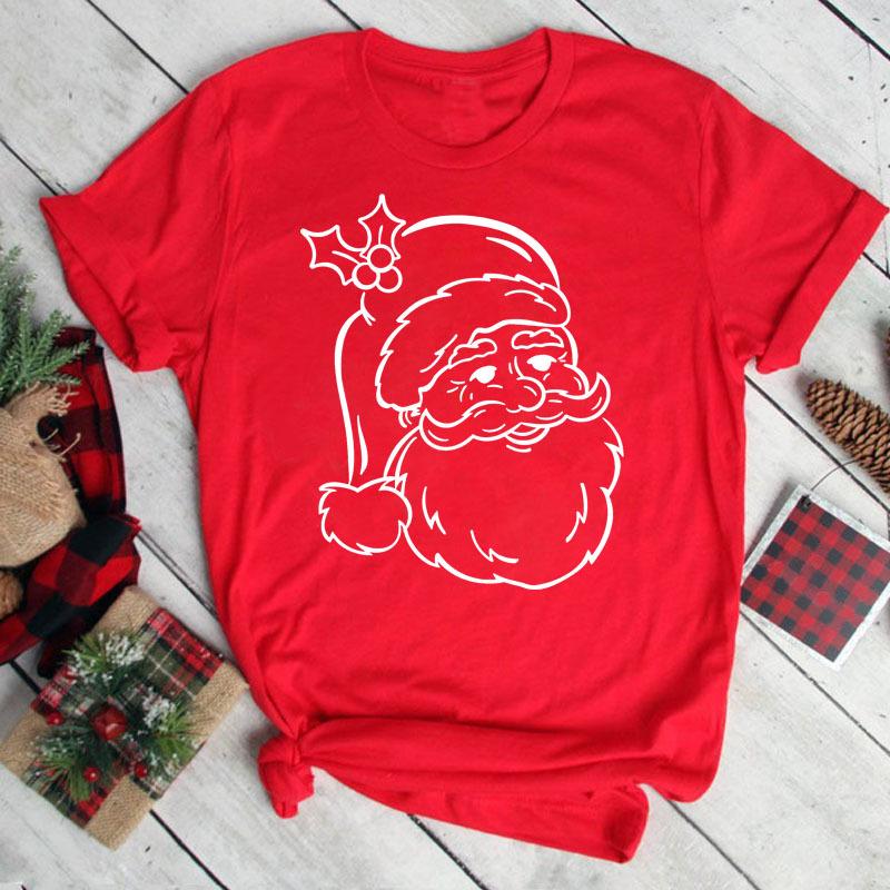 Women's Christmas Collection Printed Plus Size Trendy Letter Pure Cotton Short Sleeved T-Shirts Women’s