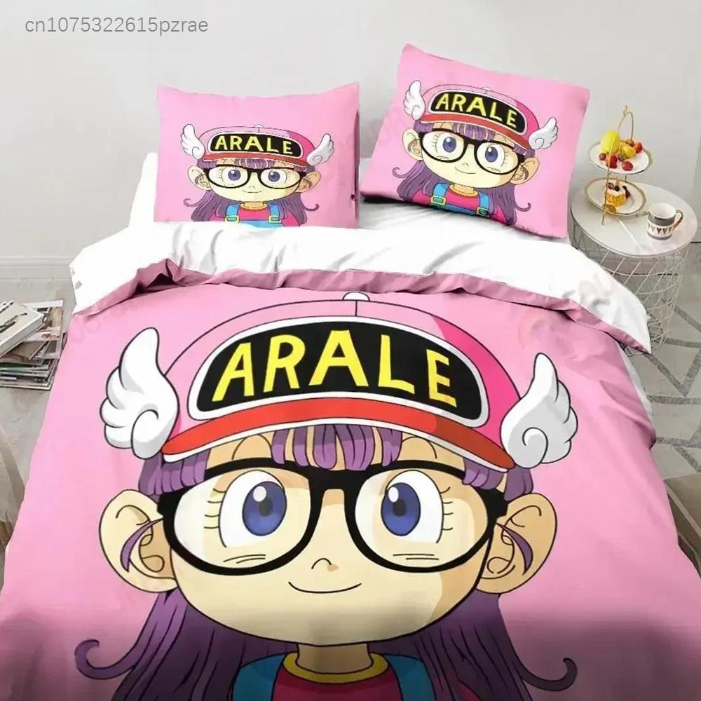 Cartoon DR S-Slump Arale Anime Bettwäsche-Set Bedrucktes Bettwäsche-Set Mit Kissenbezug Bettdeckenbezug Weich Queen King Size Bettwäsche Zuhause