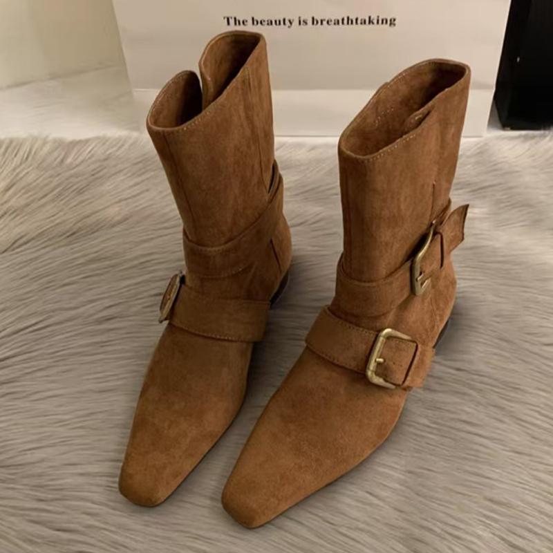Fashion Ankle Boots for Women Suede Pointed Toe Fashion Shoes Sexy Luxury Woman Winter Botas 2025 New Designer Dress Zapatos Mujer Boots