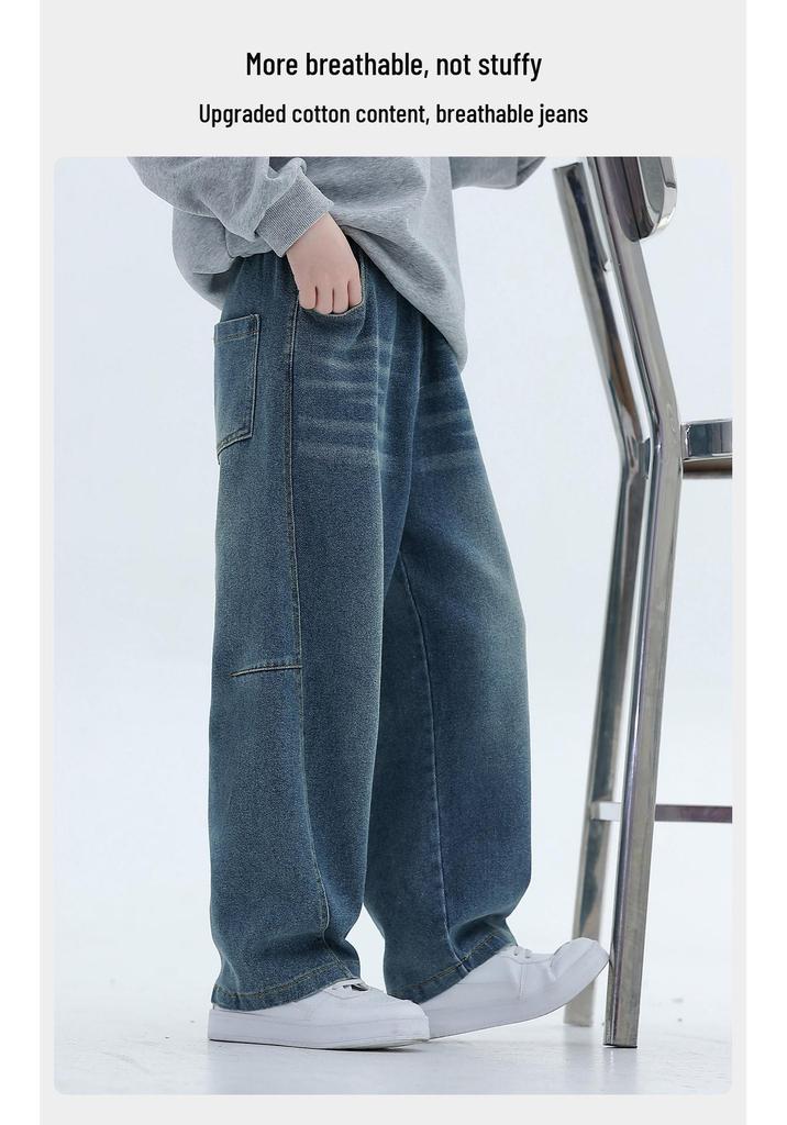 Boys' Wide Leg Jeans: Spring/Autumn 2026 Loose-Fit Fashion Pants for Kids