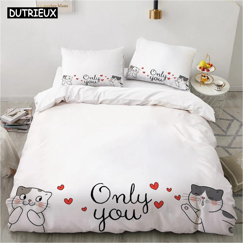 Cartoon Love Cats Bedding Set Animal 3d Bed Linen Quilt Duvet Cover Sets Home Textile Decor Twin Single Queen King Size Fashion