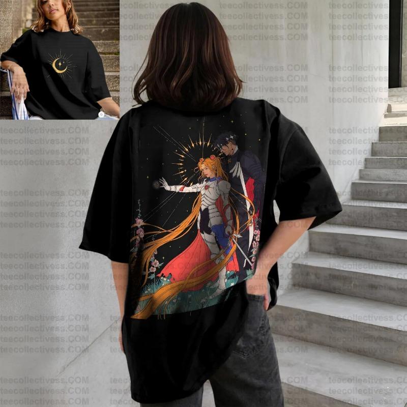 Sailor Moon 2026 New Hot Anime Harajuku Summer T-shirt Women's 2025 New Oversized Retro Street Casual Loose Men's Unisex Tops