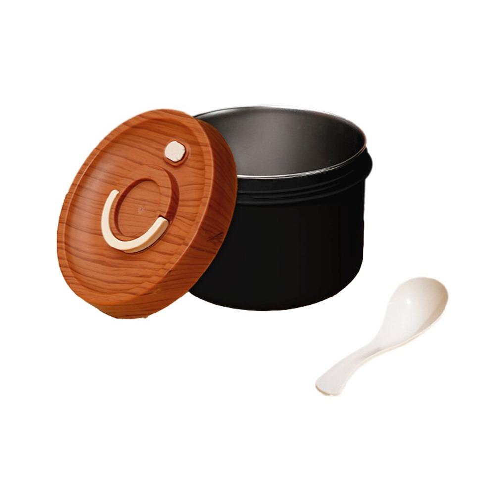 

Double Layered Food Storage Container Wood Grain Lid Soup Cup Insulated Lunch Box Food Storage чёрный