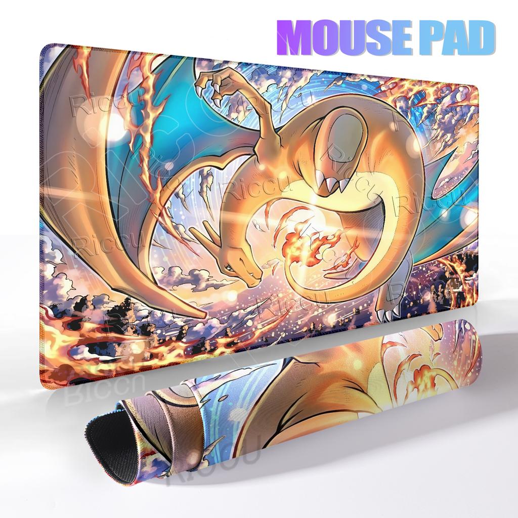 Pokemon Mouse Pads Charizard Aesthetics Carpet Offices Accessories Lock-edge Large Gamer Computer Rugs Non-slip Anime Table Mats