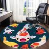 1pc Koi Pond Office Round Area Rug, Under Office Chairs Bedroom Living Room Home Decor, Room Deco