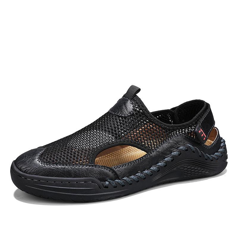 Summer New Bag Head Sandals Men's Outer Wear Mesh Soft-soled Beach Shoes Mountaineering Wading Driving Sports Hole Shoes