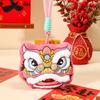 New Year Plush Lion Figurine With Embroidered Features For Chinese Festival Decor