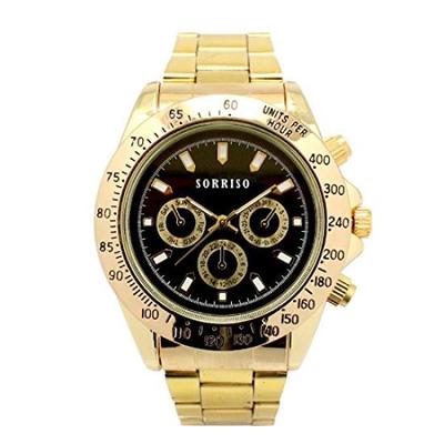 Originálne hodinky SORRISO štandardný dizajn zlatej farby falošný chronograf SRHI10 pánske hodinky GDBK [Položka]