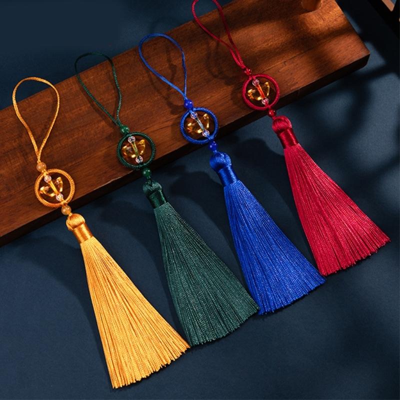 Set of 6Pcs 10cm Lucky Tassels Keychain Holder Wealth Symbol Polyester Fringe for Bag Decoration Jewelry Making