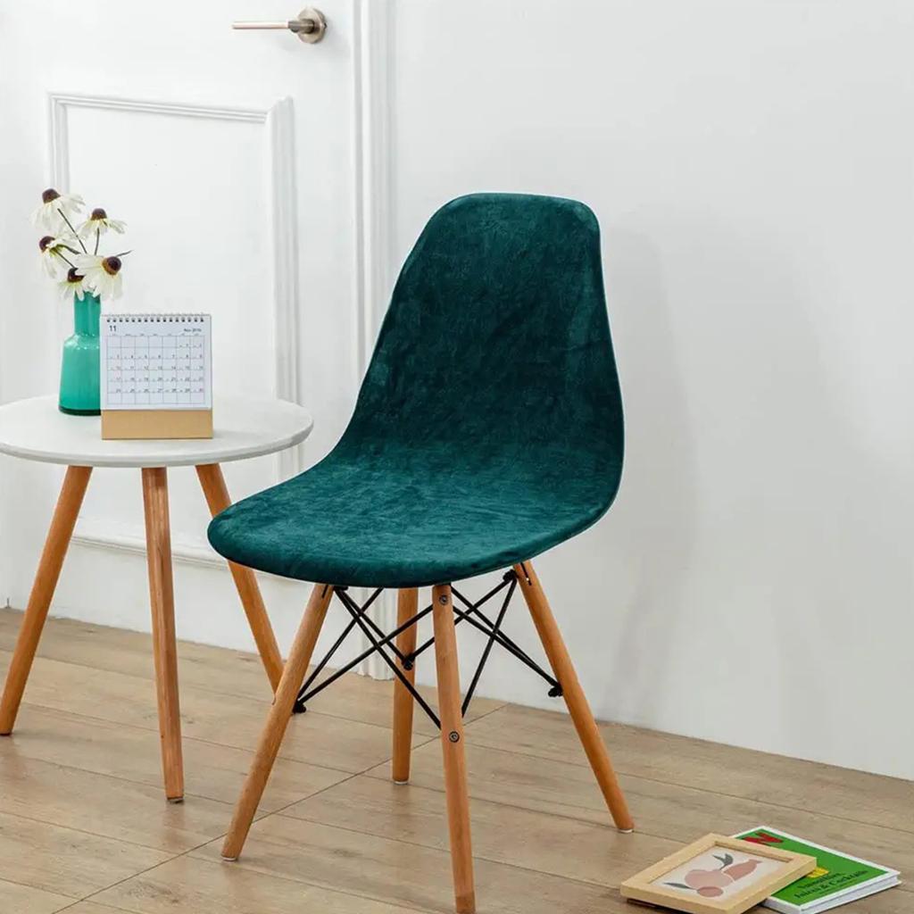 Scandinavian Chair Covers Stretch Dining Room Chair Cover, Blue Velvet Universal Armless Chair Cover for Living Room Kitchen Hom