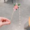 Antique Tassel Pearl Peach Blossom Hairpin Hanfu Sweet Flower Step Hairpin Disc Hair Cheongsam Headdress