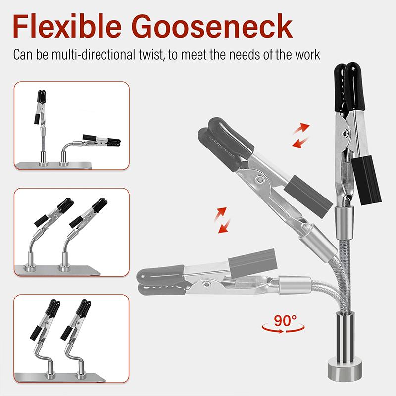 2pcs Large Clamp Soldering Helping Hands Magnetic Universal Flexible Arm Welding Assistant Clamp Thir Hand Welding Repair Tools