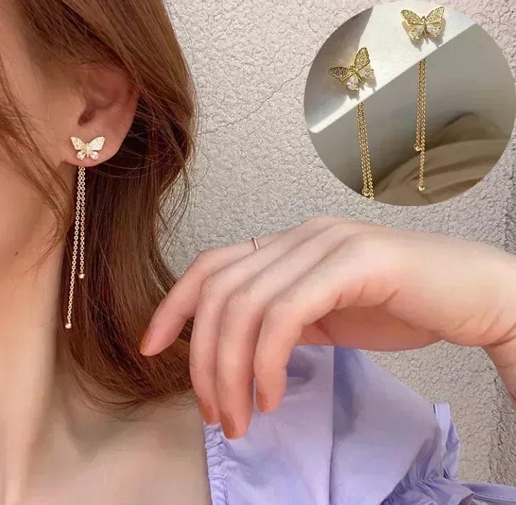 Silver Plated Heart Chain Earrings For Women Hypoallergenic Jewelry Party Gift Accessories Trendy Heart Earrings