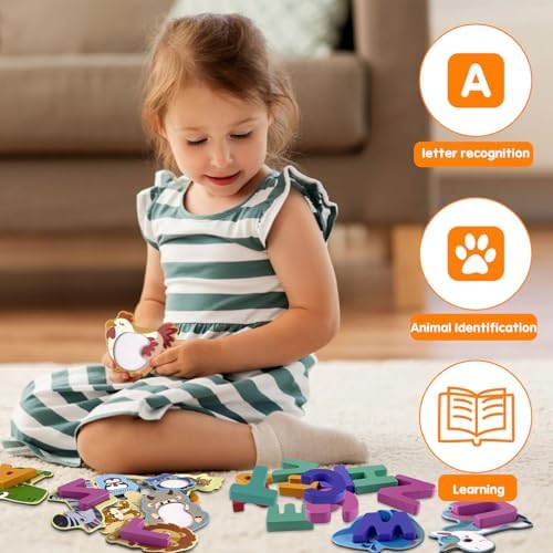 Montessori Alphabet Learning Toys for Kids Ages 3-8, Educational Puzzles for Toddlers Preschool Boys Girls, Letter Recognition Games