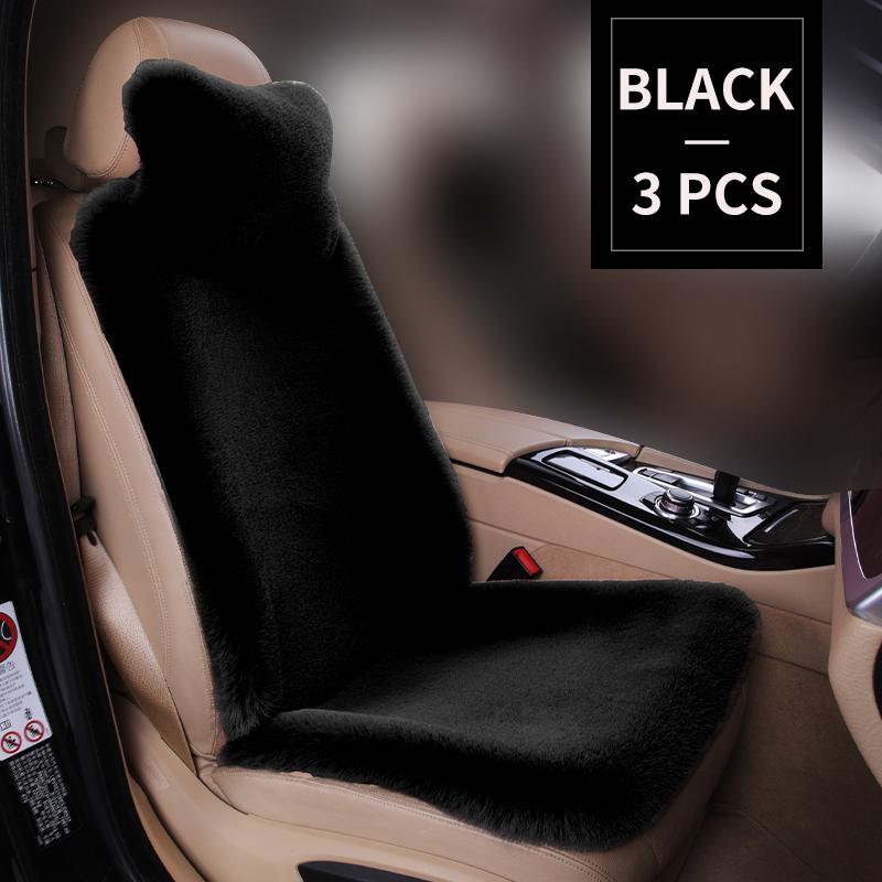 Universal Winter Car Seat Cushion Headrest Faux Fur Sheepskin Front Rear Thickened Plush Car Seat Cover Warm Fluffy Auto Cushion