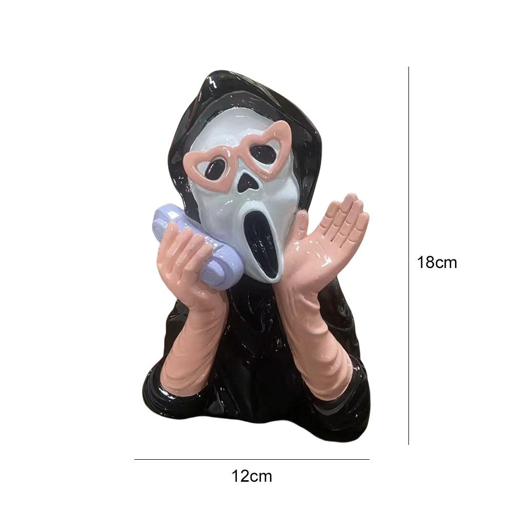 Creative Halloween Resin Ornament Screaming Girl Telephone Ghost Statue Decor Halloween Party Game Room Setting Prop Supplies