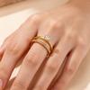 Double Layer Zircon Rings For Women 316L Stainless Steel Waterproof Stackable Ring Dainty Engagement Wedding Jewelry Finger Gift