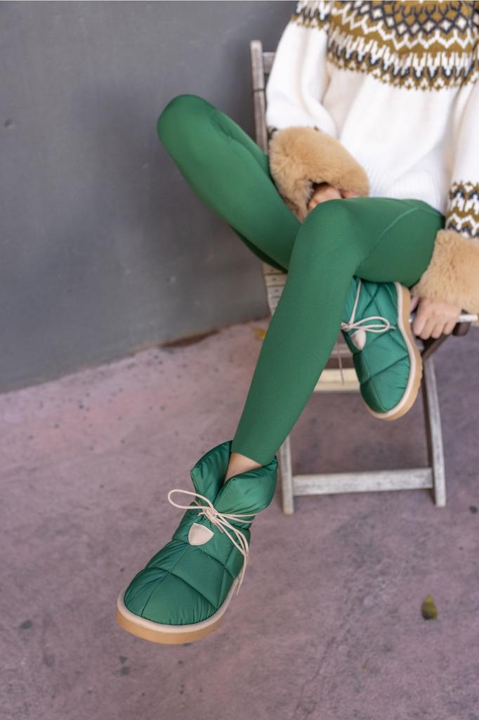 Women Modern Stylish Fashion Boots Milena Green Parsut Fabric Boots