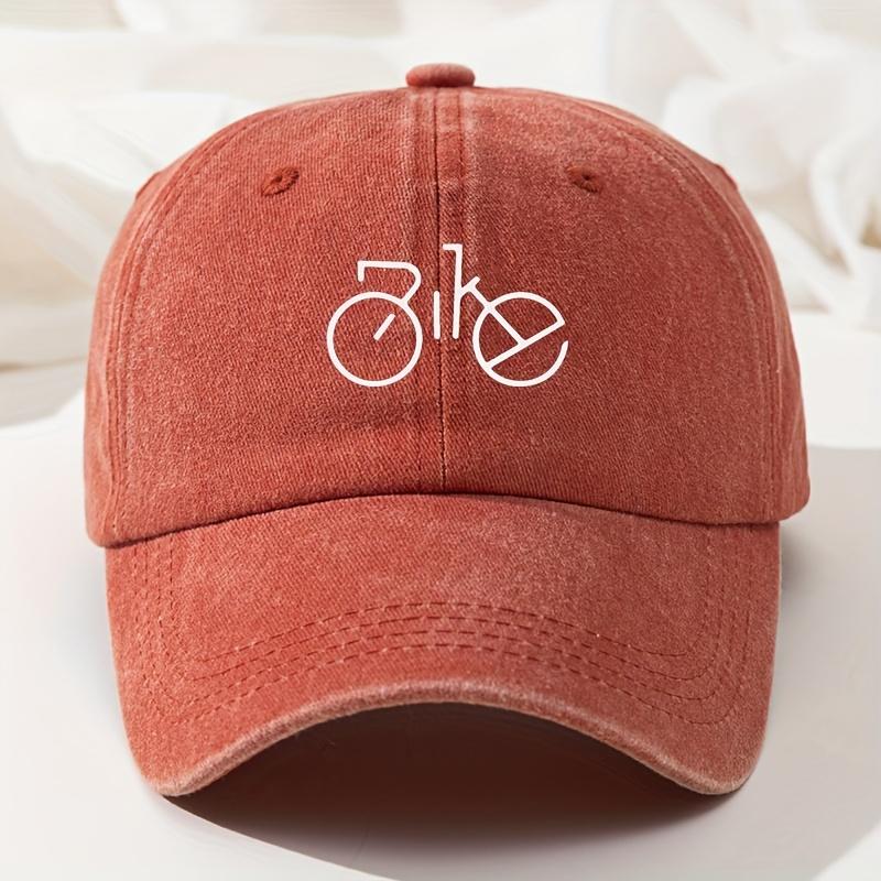 Baseball Cap Bicycle Print Dad Truck Cap Retro Washed Men's and Women's Fashion Fishing Hat Curved Brim Peaked Cap